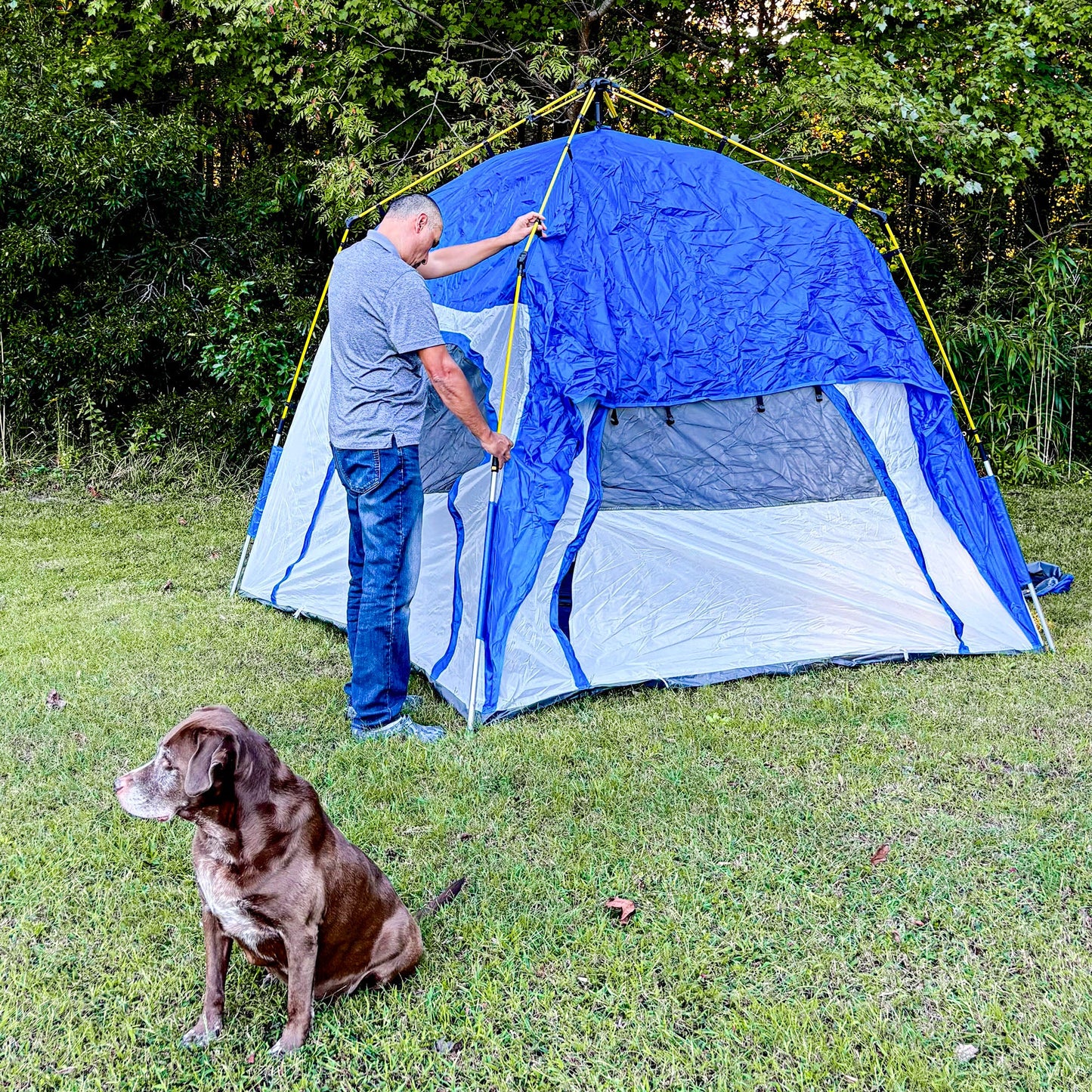 3-4 Person Pop-Up Camping Tent – Automatic Setup, 4 Doors, Water-Resistant