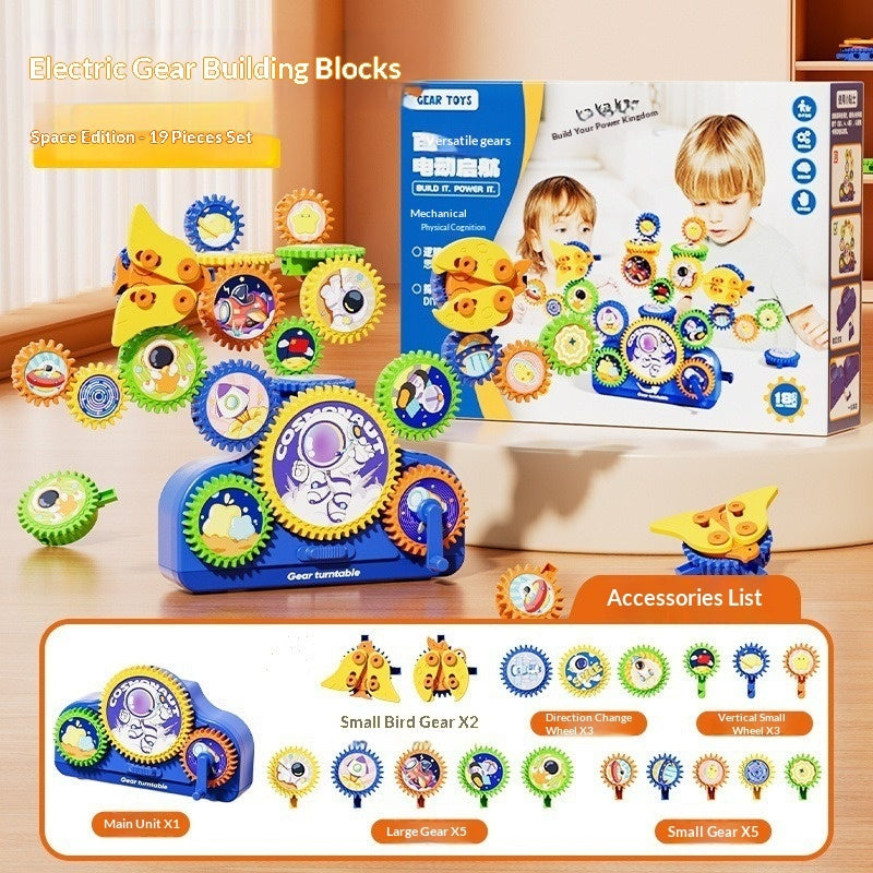 Children's Electric Building Blocks Variable Gear Rotating Assembly Puzzle Toy