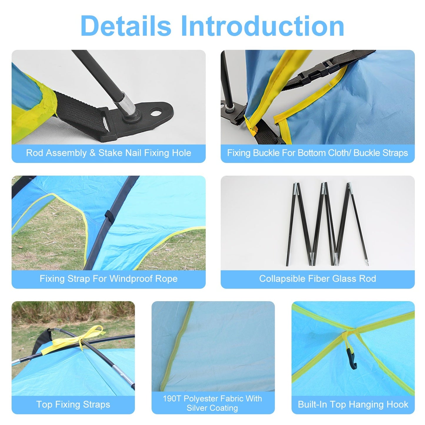 4-6 Person Beach Tent Canopy – UPF 50+ Sun Shelter