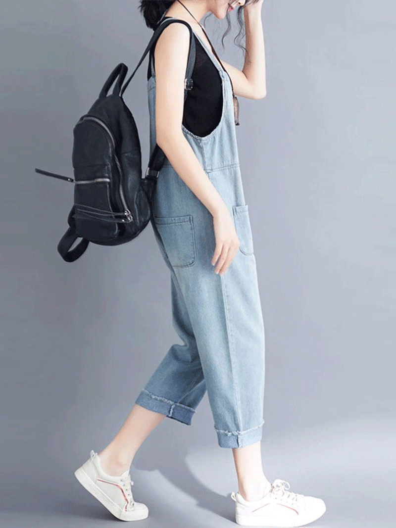 Light Blue Denim Dungaree - Patch Pocket Style