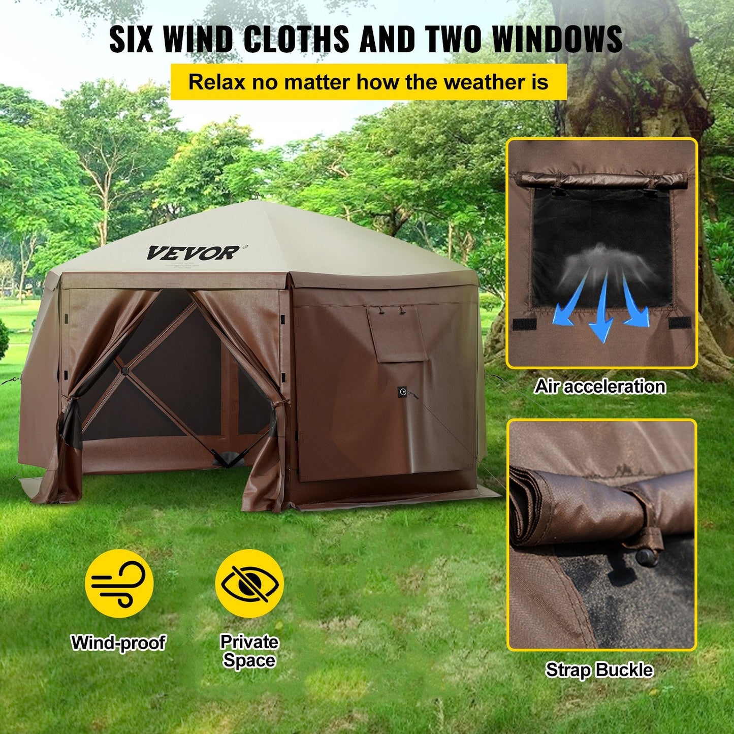 6-Sided Pop-Up Gazebo Screen Tent | Mesh Canopy Shelter for Camping & Backyard