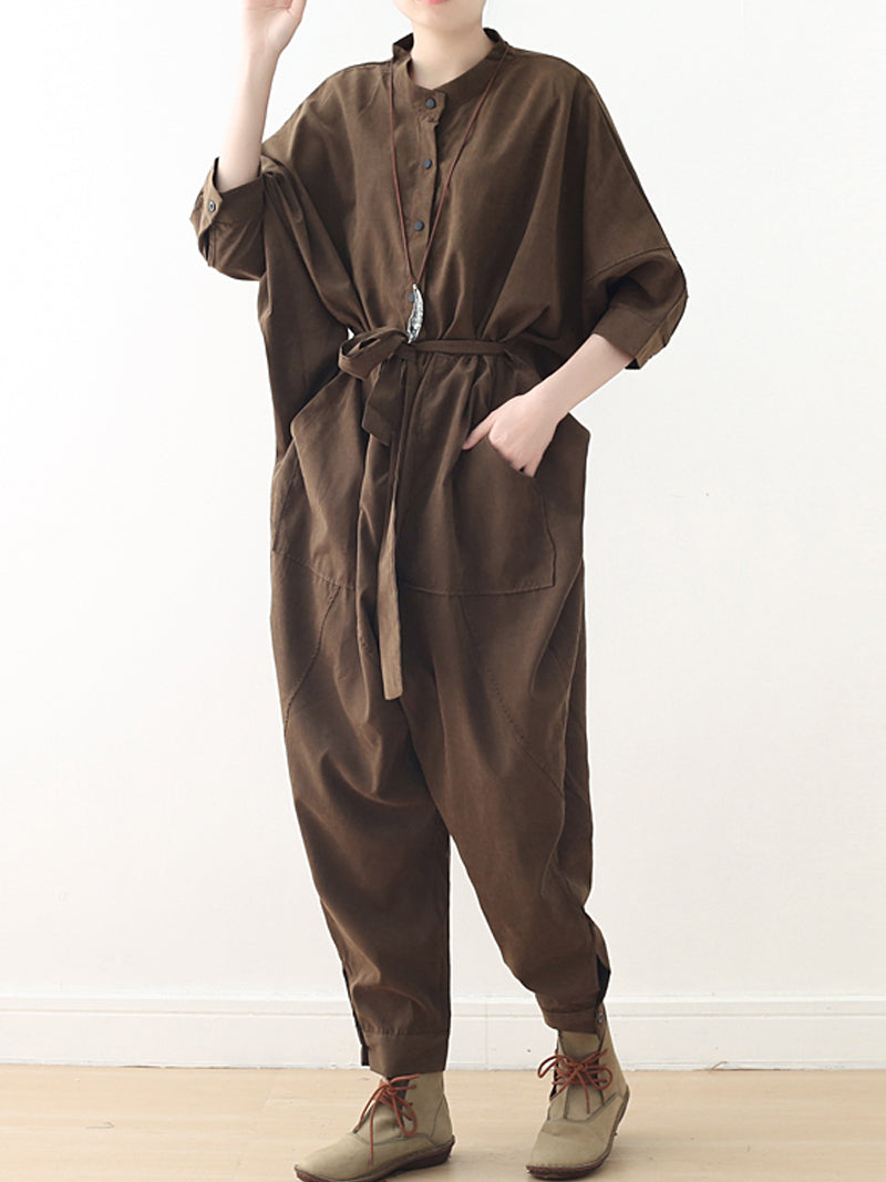 Cotton Belted Utility Jumpsuit - Relaxed Everyday Fit
