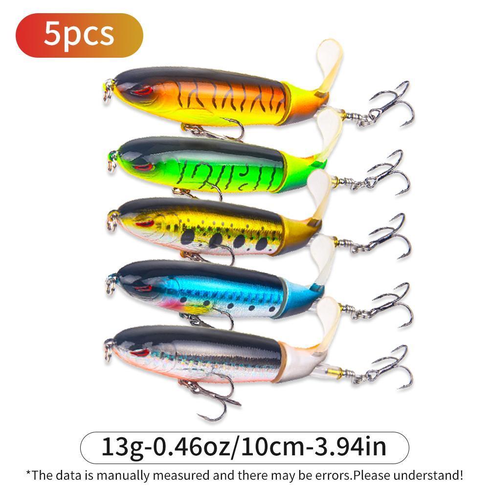 5-Piece Topwater Pencil Lure Set – Rotating Tail, 10cm/13g, Freshwater & Saltwater