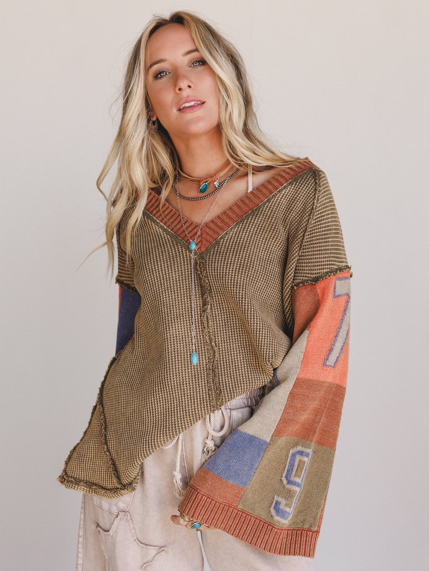 Cool Tempo V Neck Top - Brown - Pre Order
