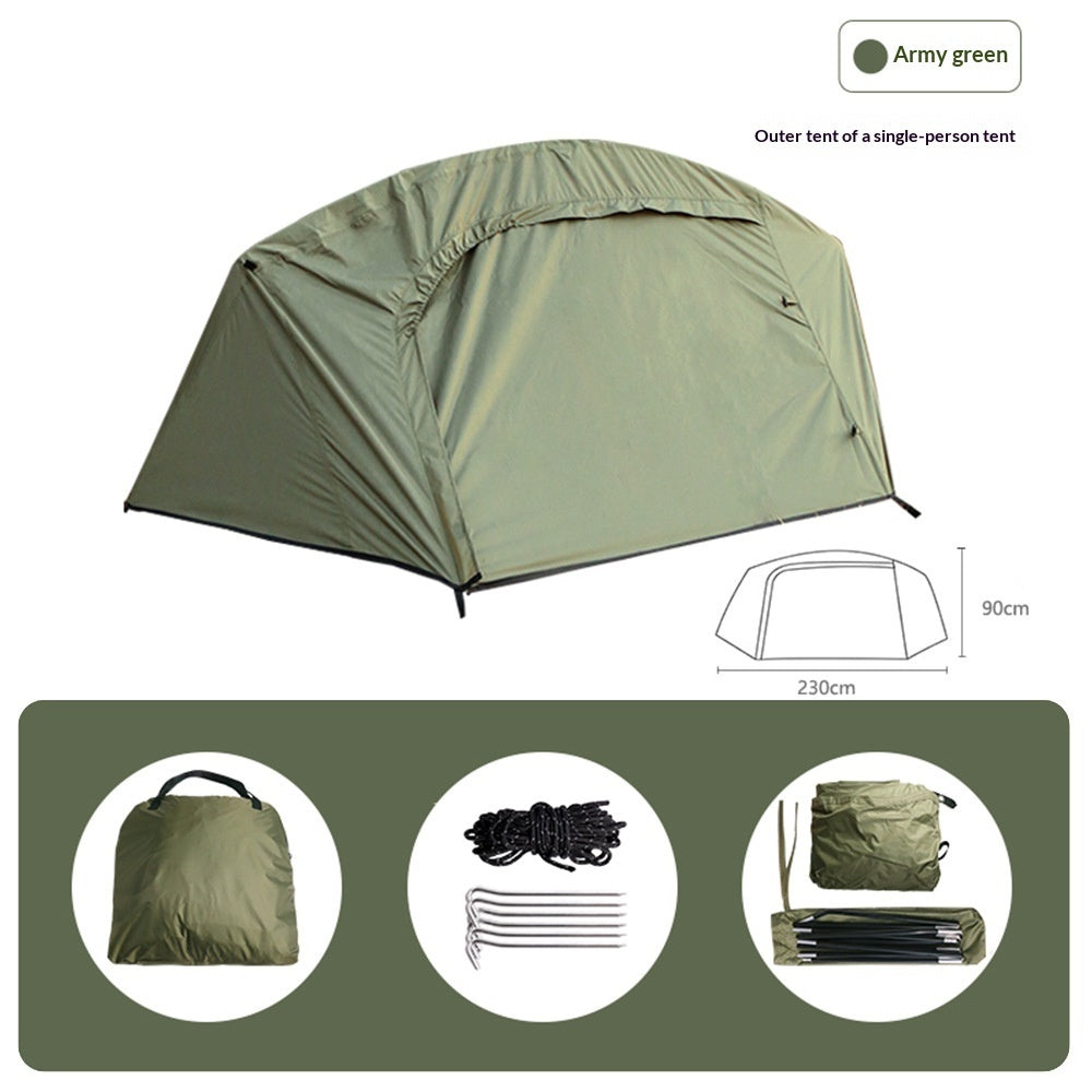 Single-Person Tactical Boat-Style Camping Tent – Waterproof Foldable Hiking Tent | Coffee & Olive Green