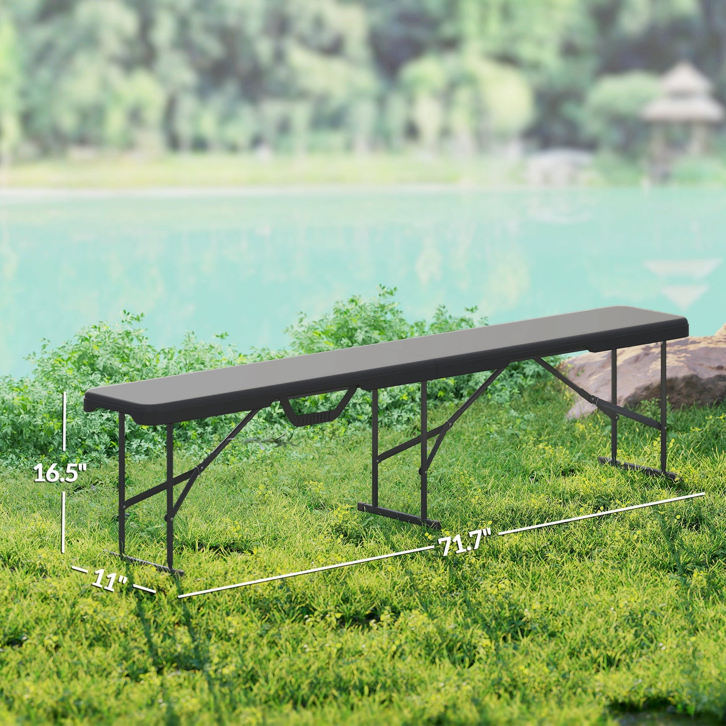6 FT Folding Camping Bench Set of 2 | 529 lb Capacity, HDPE Top with Carry Handle