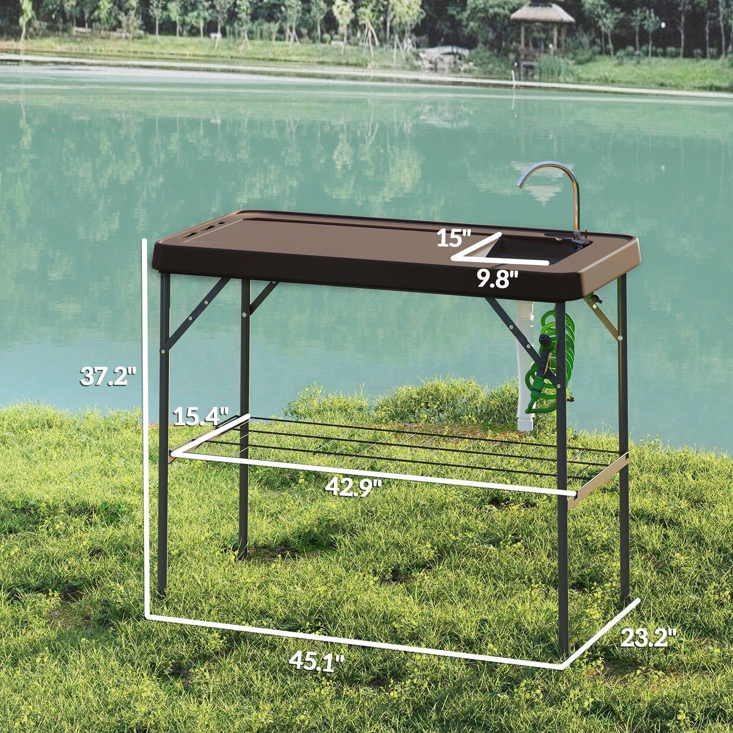 Folding Fish Cleaning Table with Sink, Faucet & Sprayer – Portable Camp Table