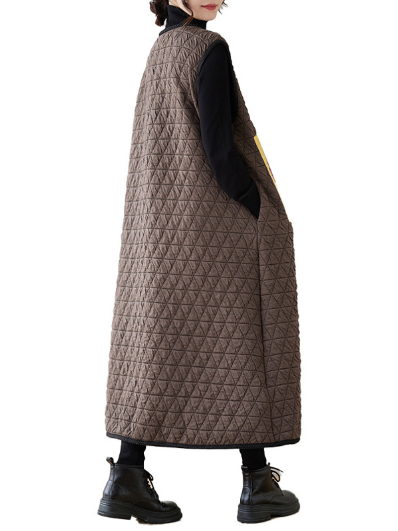 Women’s Winter Relaxed & Comfy Modern Patch Sleeveless Coat
