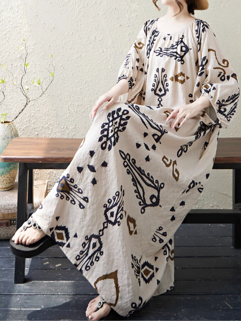 Women's Summer Beautiful Ethnic Style Printed Kaftan Dress