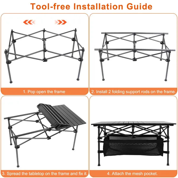Aluminum Roll-Up Camping Table – Lightweight, Portable, Carry Bag Included