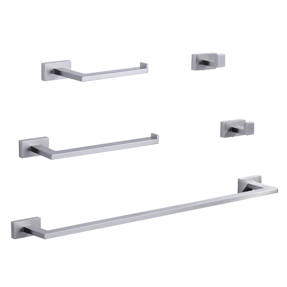 5 Piece Hotel Home Bathroom Accessories Set Brushed Gold Towel Bar/Hand Towel Holder/Hooks Bathroom Hardware Set