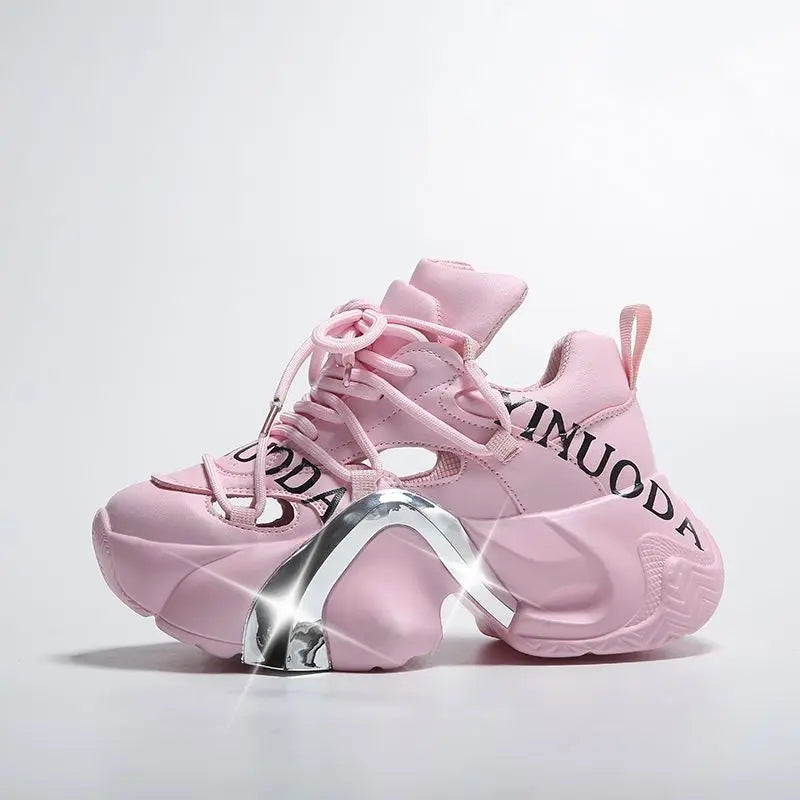 Breathable Tenis Feminino Casual Running Sports Summer Platform Thick Rubber Sole Shoe Pink Sneakers for Women