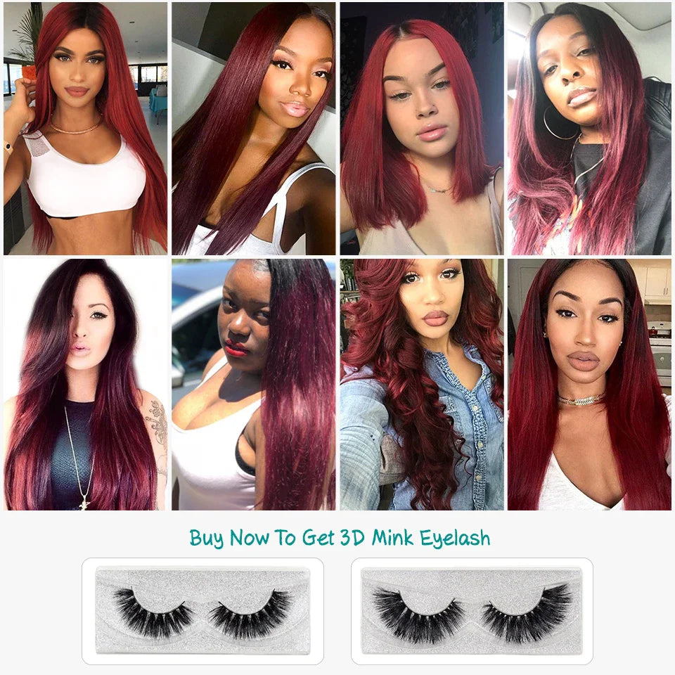 Ali Grace Hair Brazilian Straight Hair 3 Bundles Ombre Human Hair Weave With 4*4 Lace Closure 100% Remy Hair 1B/99J