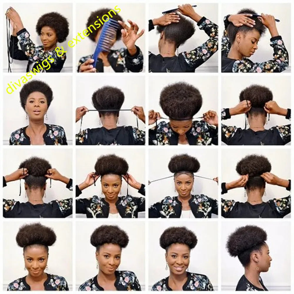Chic Humain Women Puff Chignon Kinky Curly Hair Ponytail Hairpiece 120g