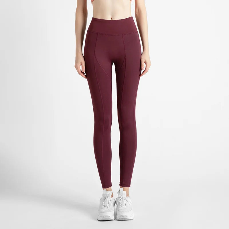 2022 New Sportswear Long Sleeve Top Pants Yoga Suit High Waist Peach Buttocks Seamless Leggings With Mesh Pocket Fitness Gym Set