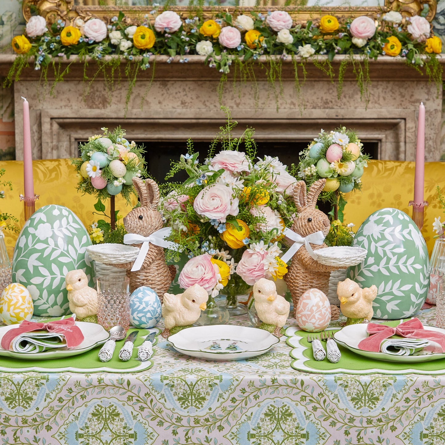 Large Green Floral Tole Egg