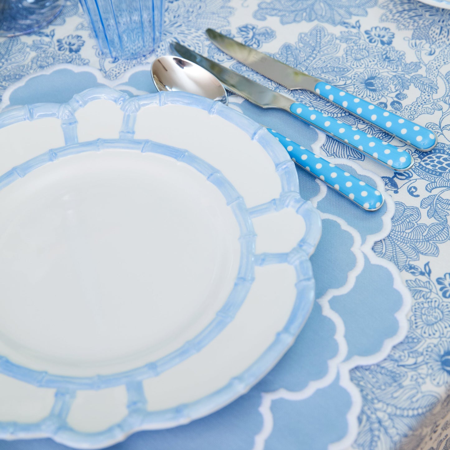 Blue Melamine Bamboo Dinner Plate (Set of 4)