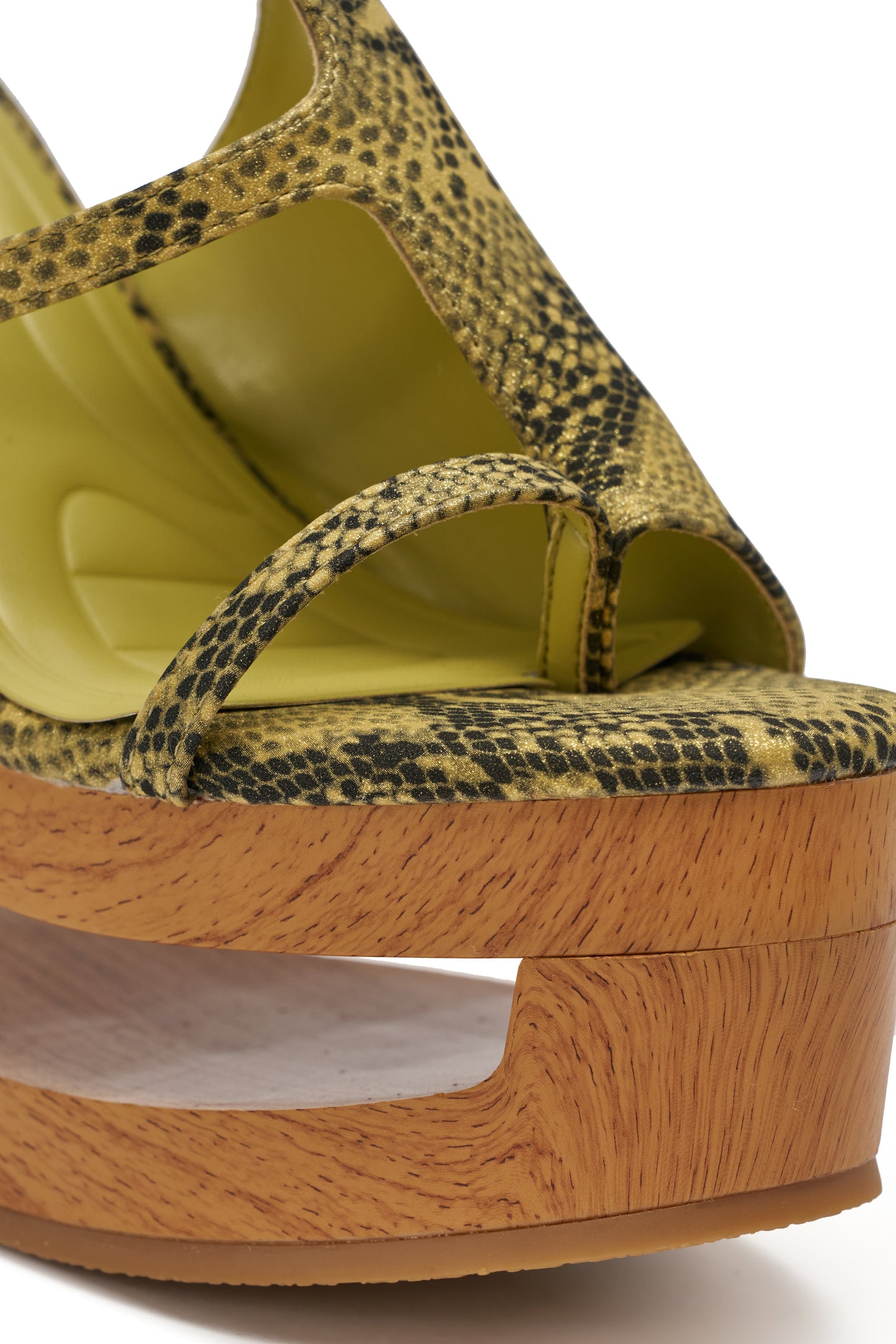 AKIRA GOLD RIN GREENSNAKE NOVELTY LACE UP WEDGE SANDAL