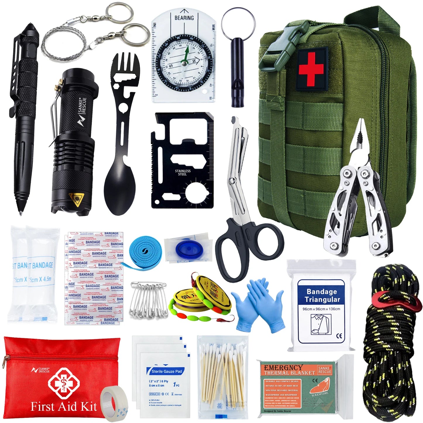 Survival First Aid Kit – Full Outdoor Emergency Trauma Bag for Camping & Hiking
