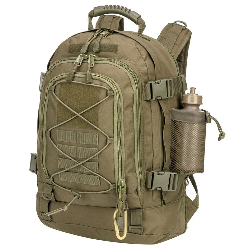 Tactical Backpack – 39–64L Expandable, MOLLE, Water-Resistant Nylon, 6 Colors