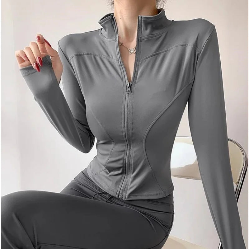 Women Workout Sports Yoga Fitness Gym Jacket Activewear Long Sleeves