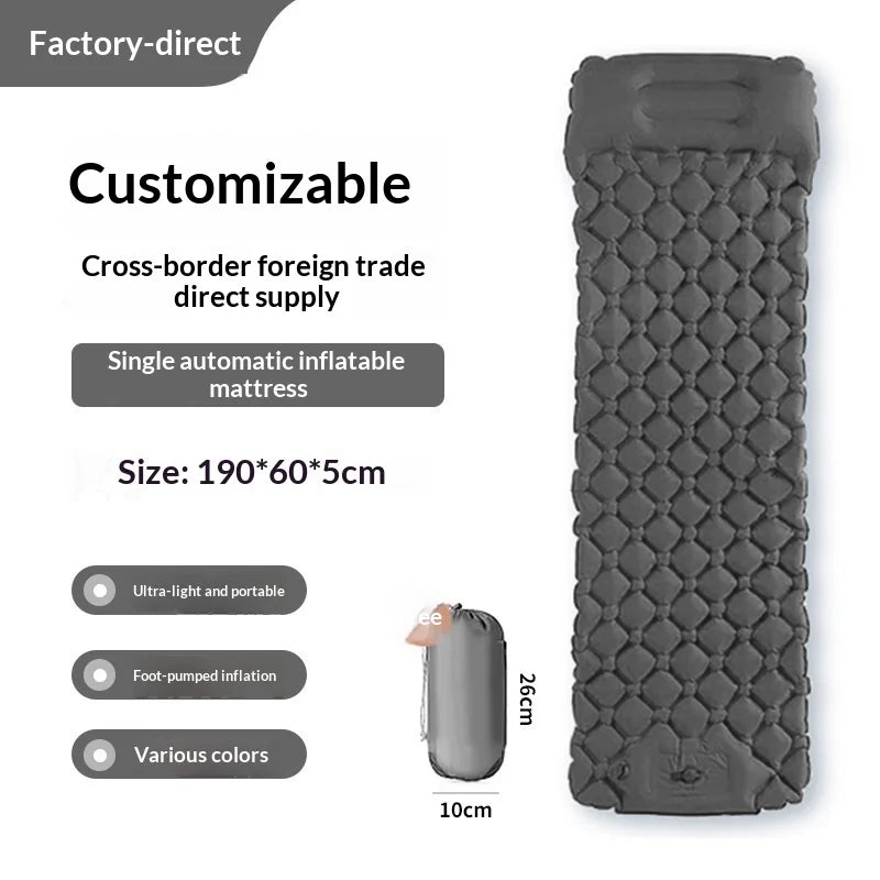 Ultralight Inflatable Camping Mattress with Pillows Built-in Pump Portable Air Sleeping Pad for Outdoor Hiking Travel Tent