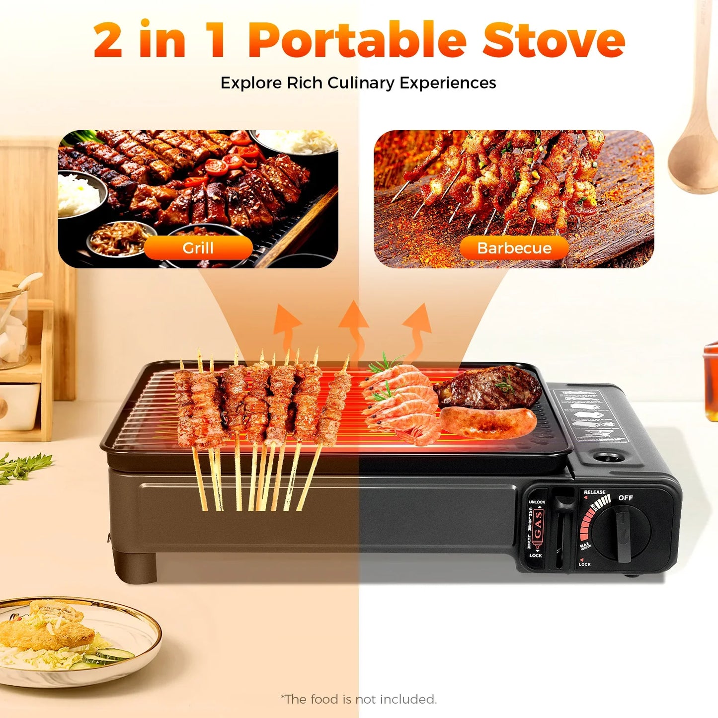 Portable Camping Grill Gas Stove – Butane/LPG, Full Accessory Kit, 41.5×28cm
