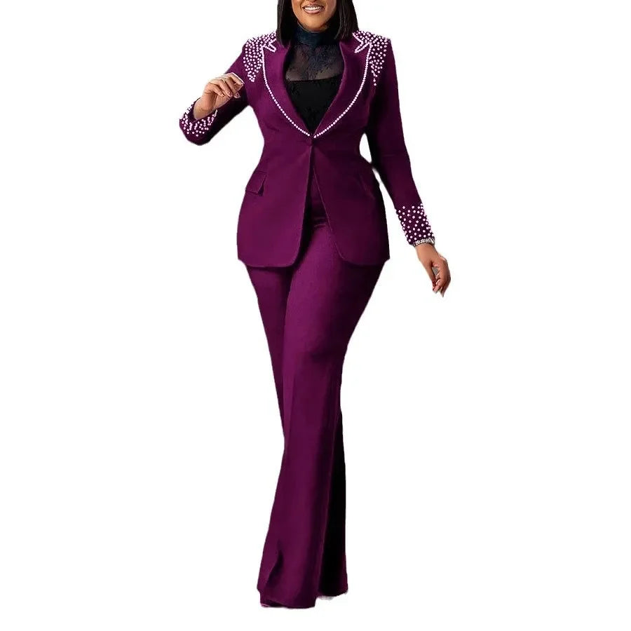 Customized 2 Piece Women Sets Plus Size Dashiki African New Arrival Matching Two Pieces Sets Blazer Coat Top Pants Suits Outfits