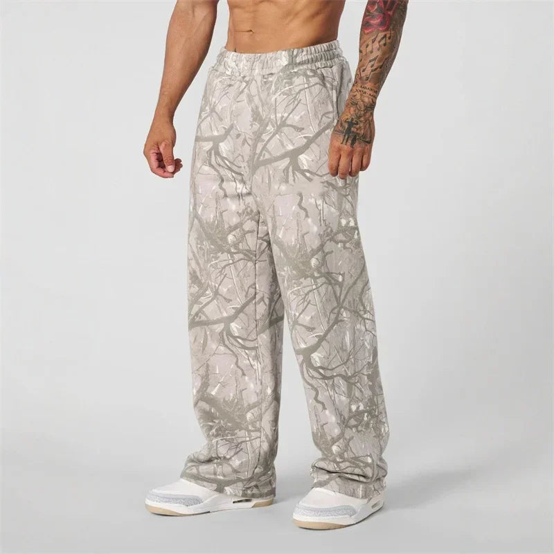 spring autumn Straight Casual Pants Men Camouflage Wide Leg Pants Breathable camouflage trousers loose Large size men sweatpants