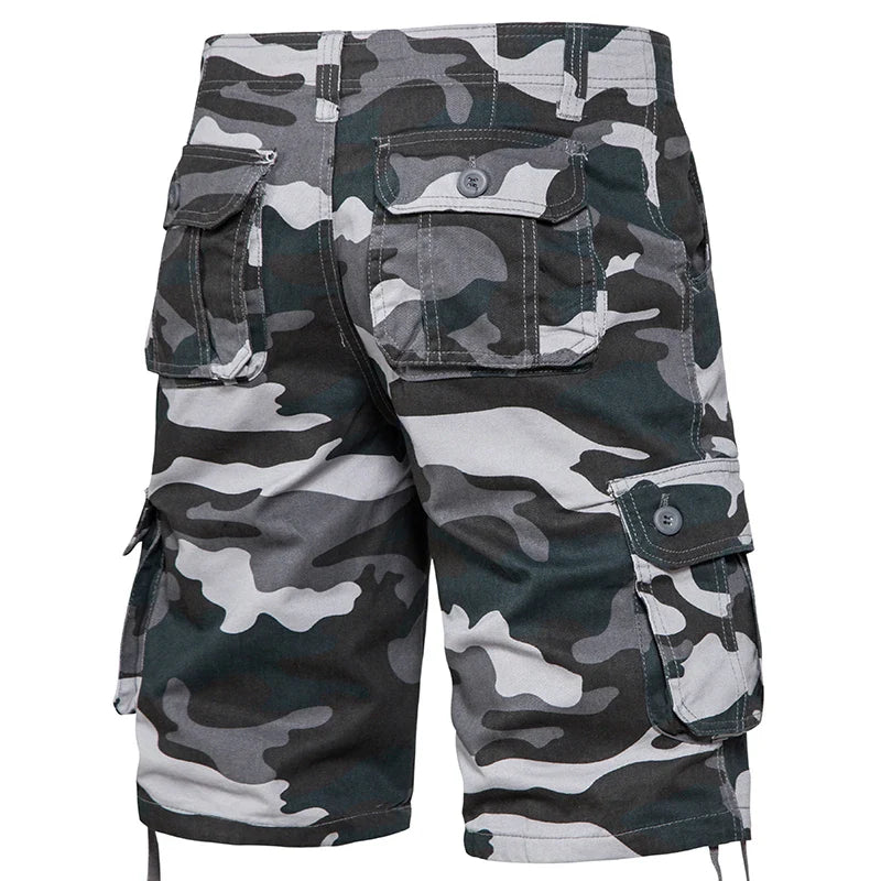 Men's Camo Cargo Shorts – Breathable Cotton Outdoor Sports Half Pants with Side Pockets