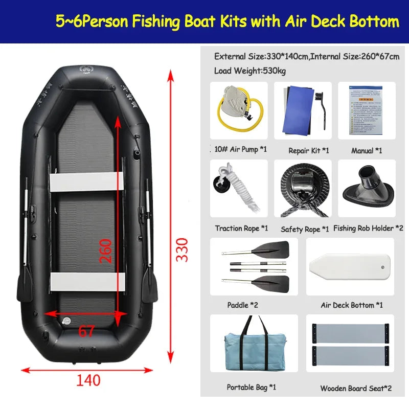 Professional Inflatable Dinghy Raft Set – Tear-Resistant PVC, 1–6 Persons (1.75–3.6m)