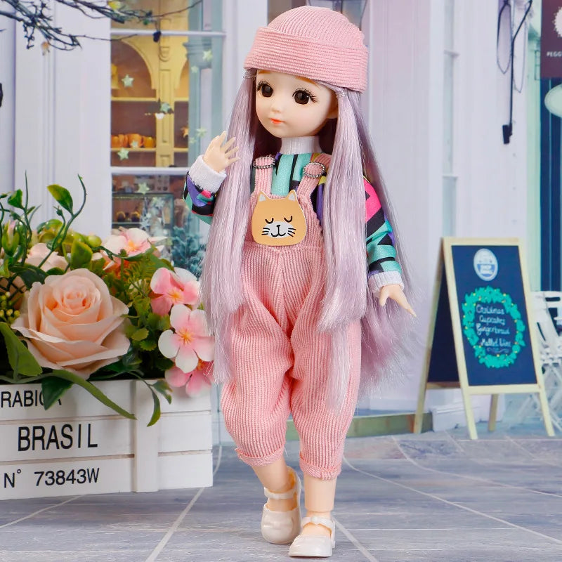 BJD Doll and Clothes Multiple Removable Joints 30cm 1/6 3D Eyes Doll Girl Dress Up Birthday Gift Toy