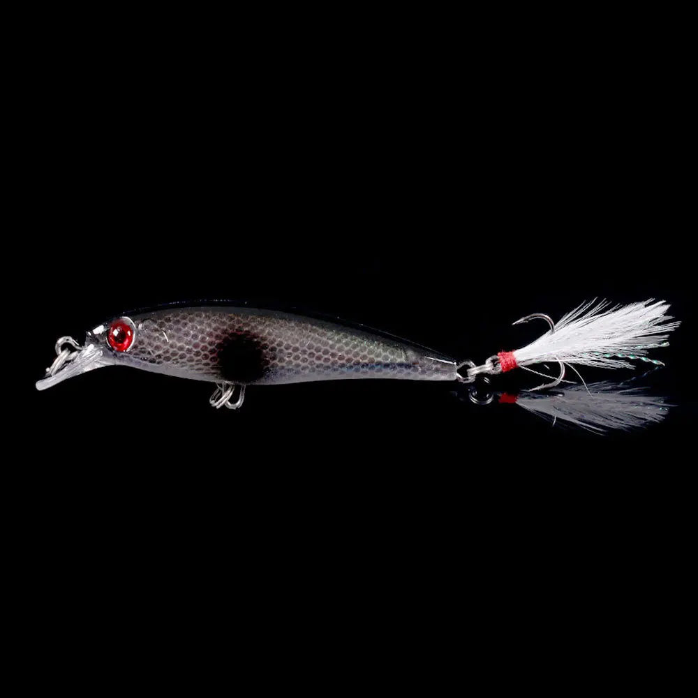 Laser Minnow Fishing Lure 10/5Pcs Artificial Bionic 9cm/7g Swing Hard Bait with Feather Tackle Hook Wobbler Pesca for Bass Pike