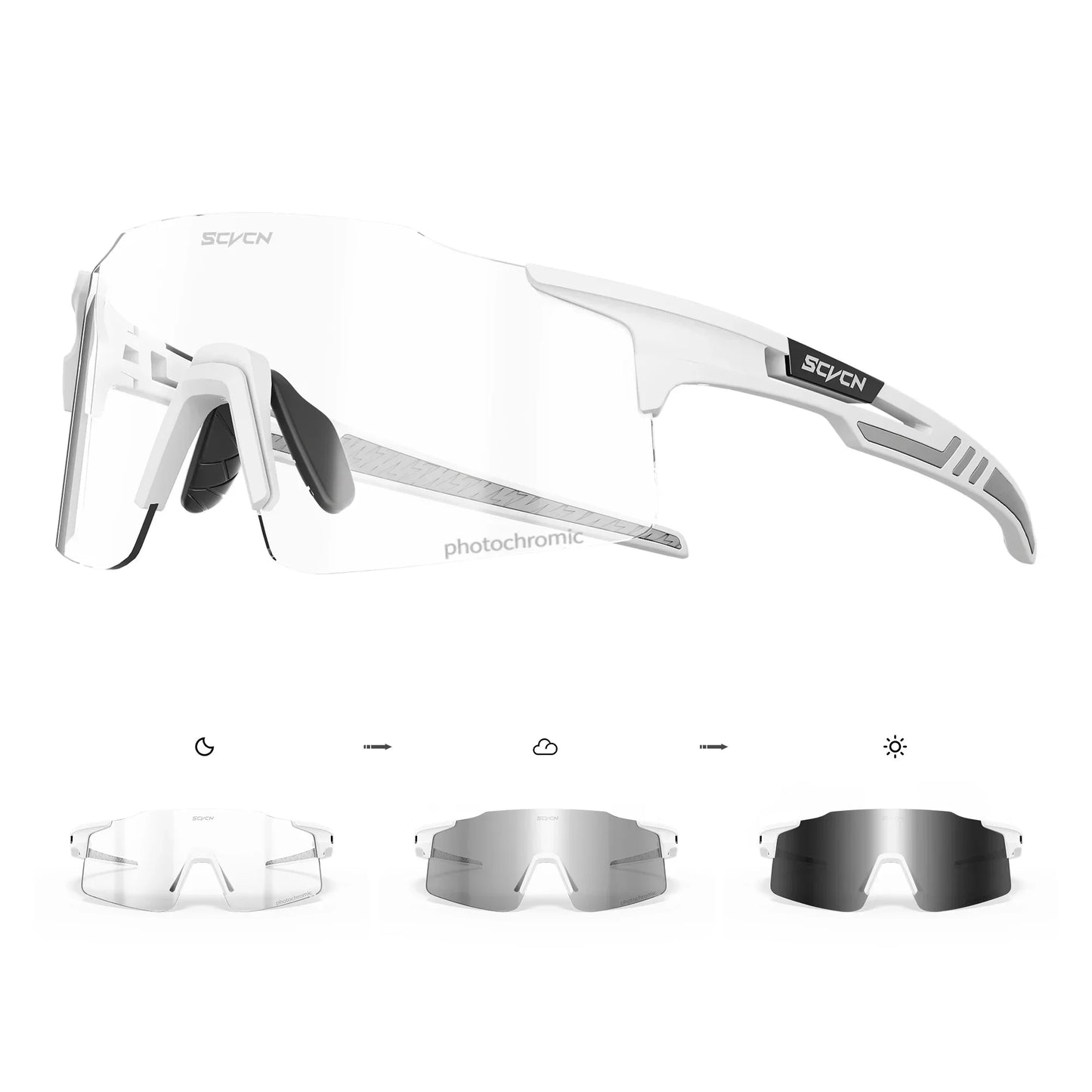 SCVCN Photochromic Cycling Glasses Sunglasses Outdoor Cycling Road Mountain Bike Glasses Men and Women Casual Hiking Windproof