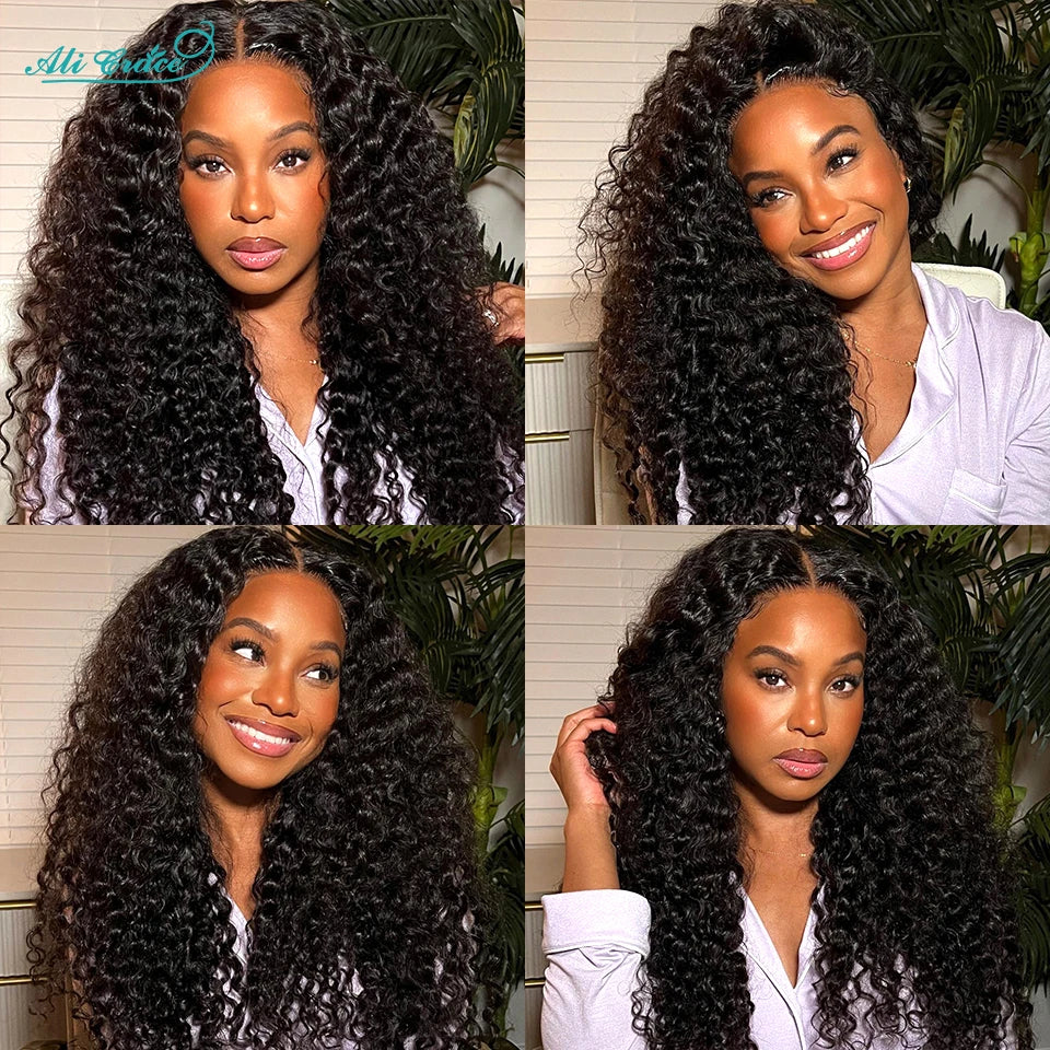 ALI GRACE Hair Brazilian Kinky Curly Hair 3 Or 4 Bundles 10-28 Inch Natural Color 100% Remy Human Hair Curly Weave Hair Bundles