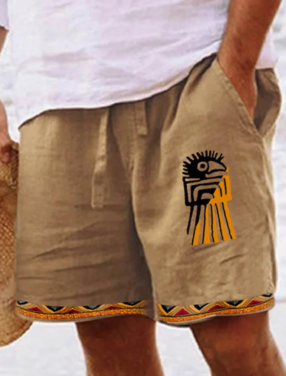 Men's Retro Sun & Moon Graphic Shorts – 3D Printed Breathable Street Shorts