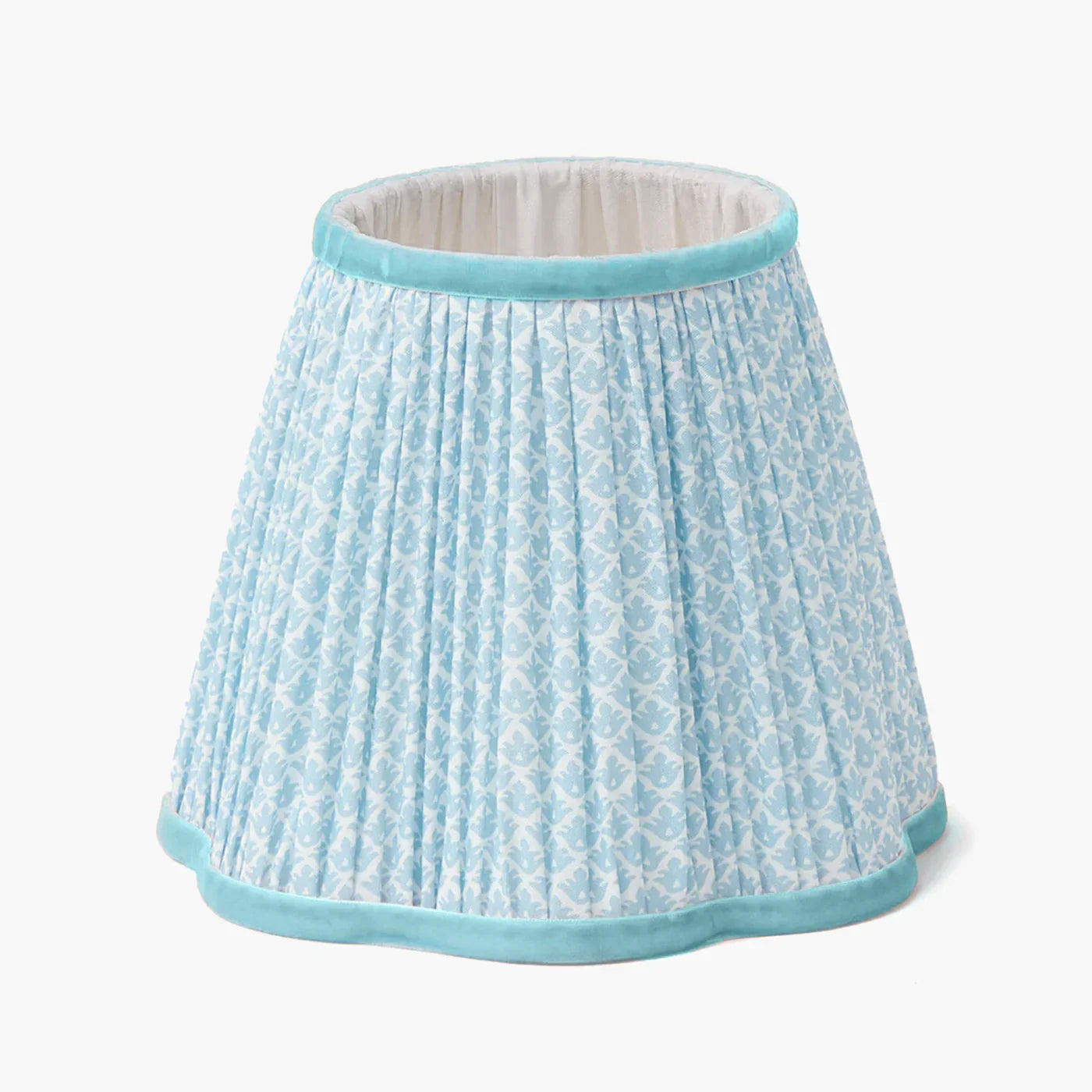 Bamboo Rechargeable Lamp with Soft Blue Lotus Shade (18cm)