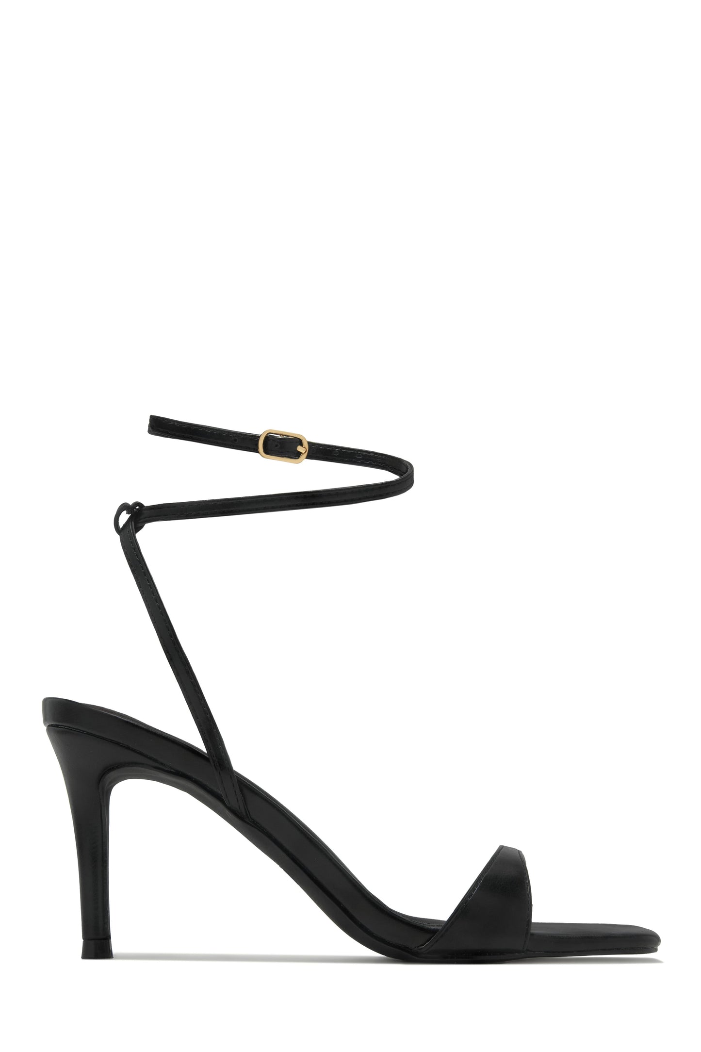 Viana Ankle Strap Mid Heels - Black