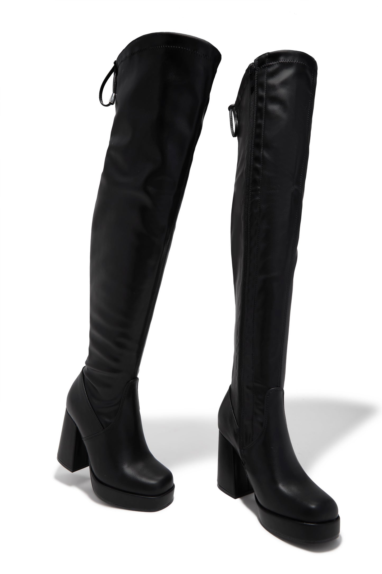 Ayanna Over The Knee Block Heel Boots - Black