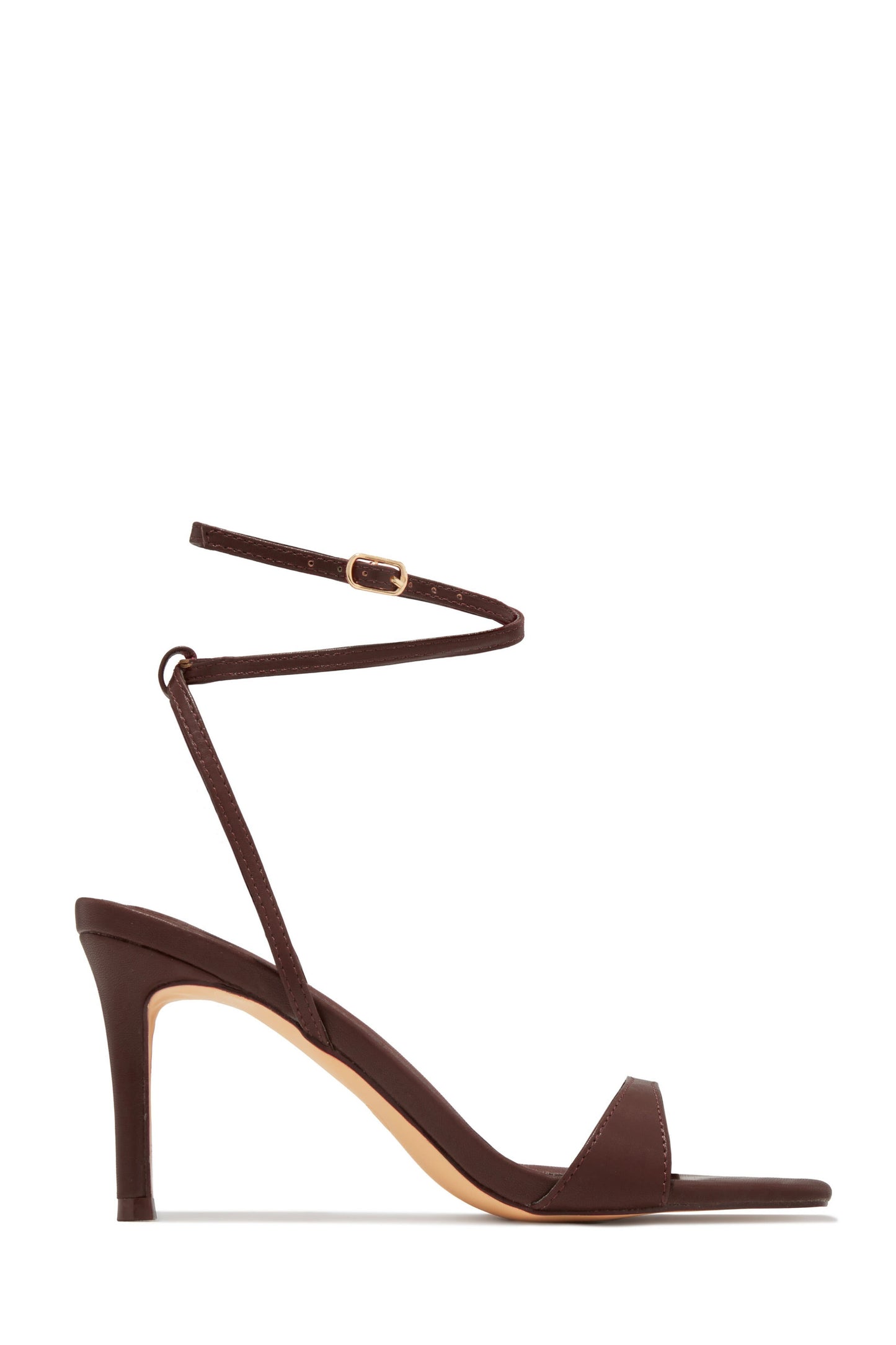 Viana Ankle Strap Mid Heels - Brown
