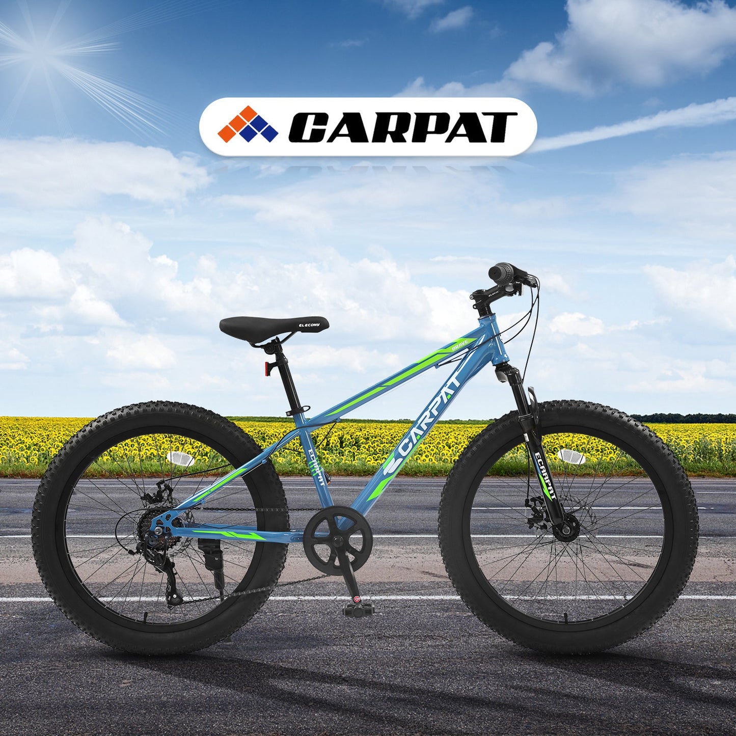24" Fat Tire Mountain Bike | Full Shimano 7-Speed, Dual Disc Brakes & Front Suspension