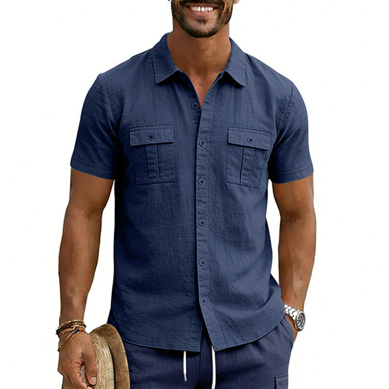 Men's Multi-Pocket Cargo Short-Sleeve Shirt