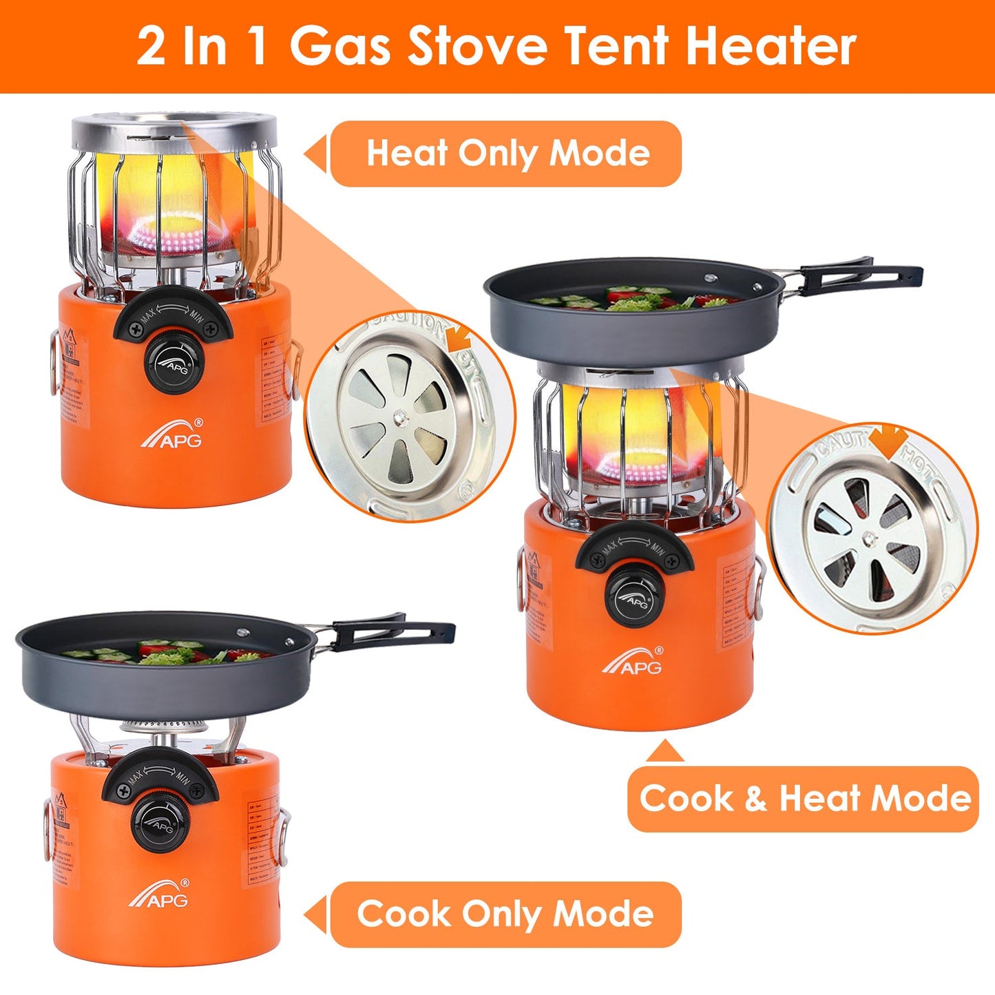 2-in-1 Portable Camping Stove & Tent Heater – 2000W, 3 Modes, 360° Radiant Heat