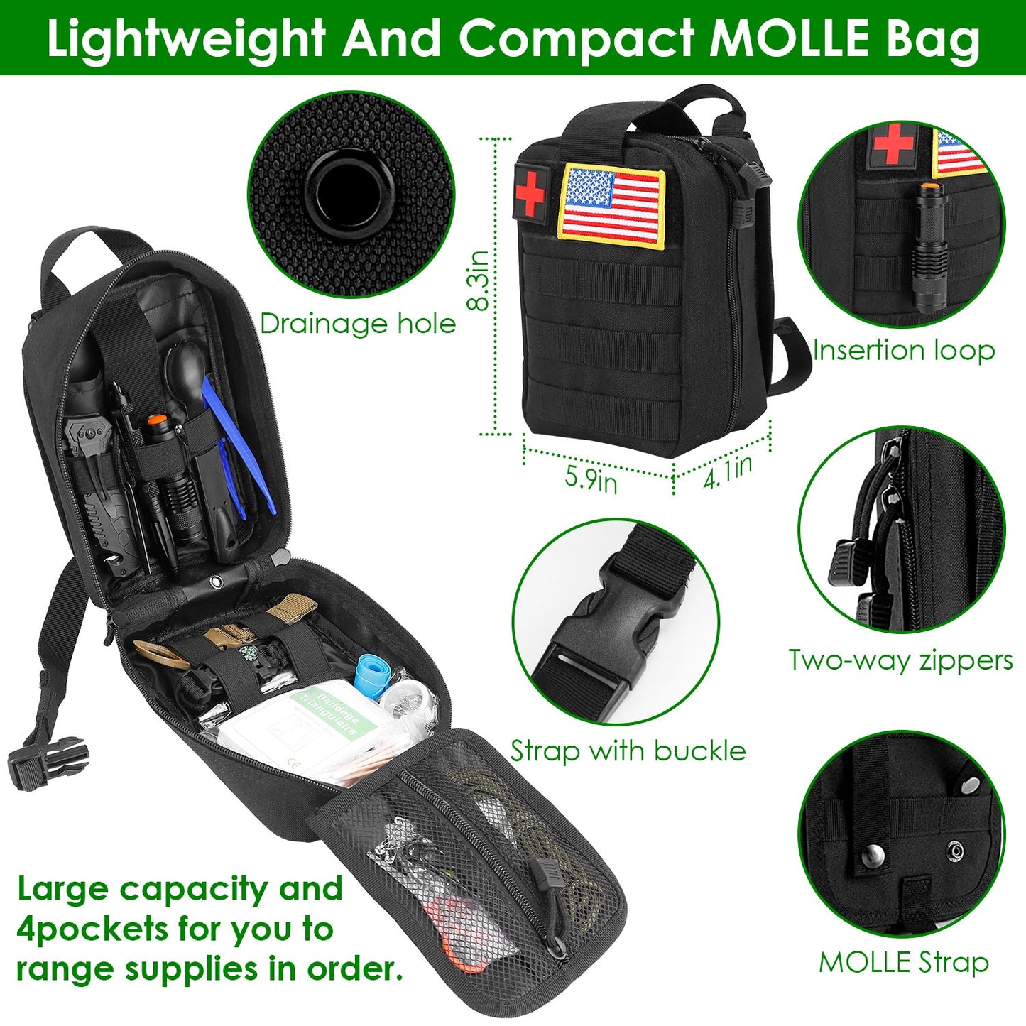 47-Piece Emergency Survival Kit with Tactical Pouch – Hiking, Camping & First Aid