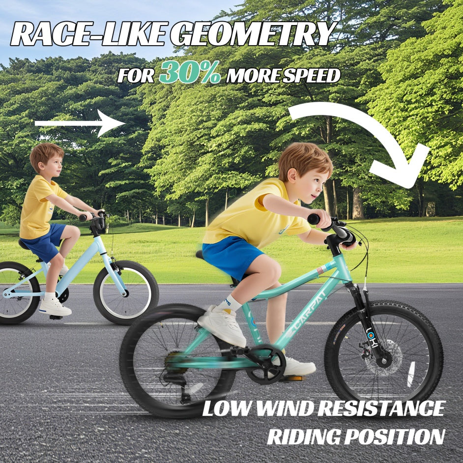 20" Kids Mountain Bike | Ages 6-12 | 7-Speed Shimano, Disc Brake & Front Suspension