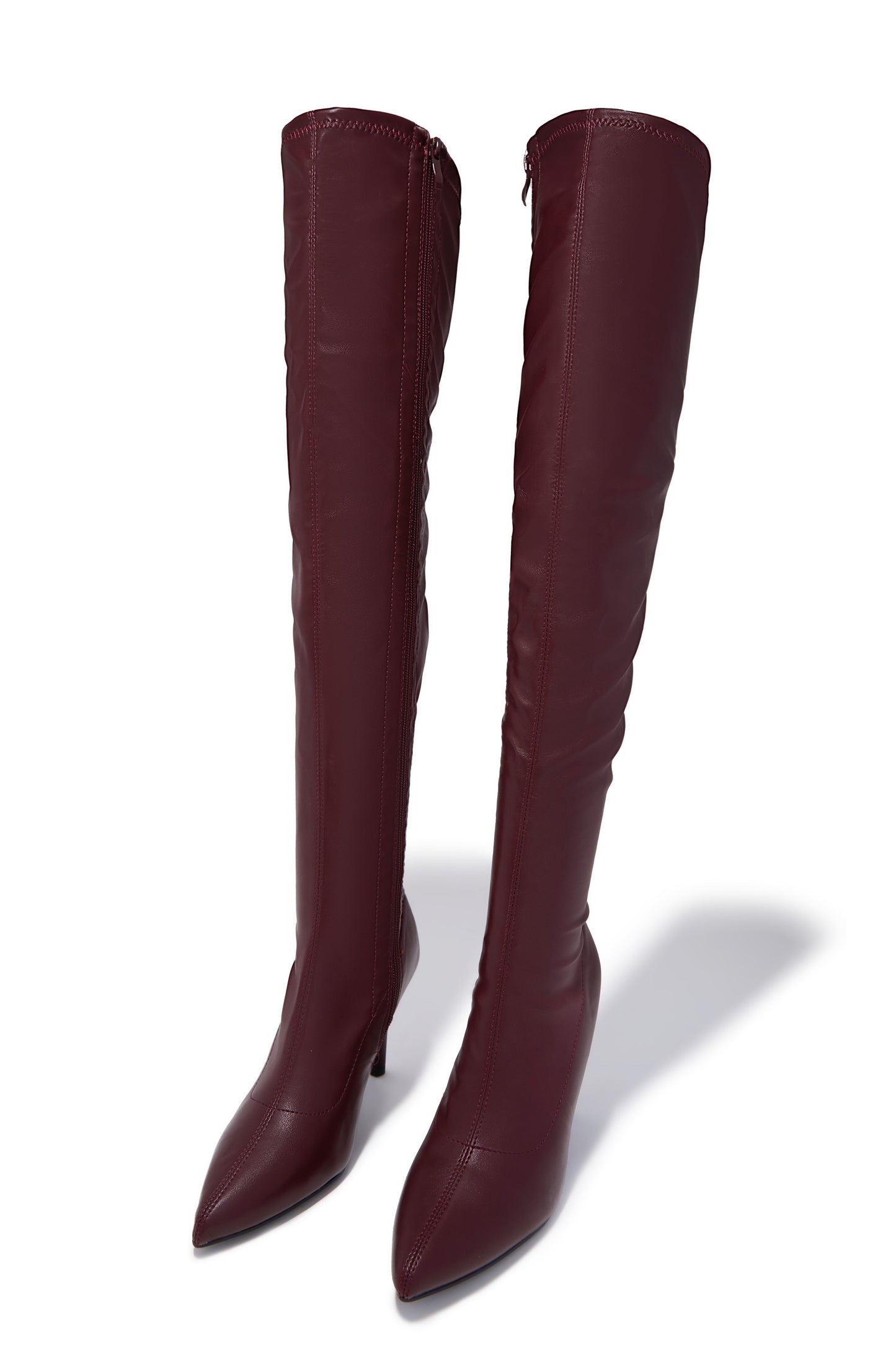 Gigi Over The Knee Heel Boots - Wine PU