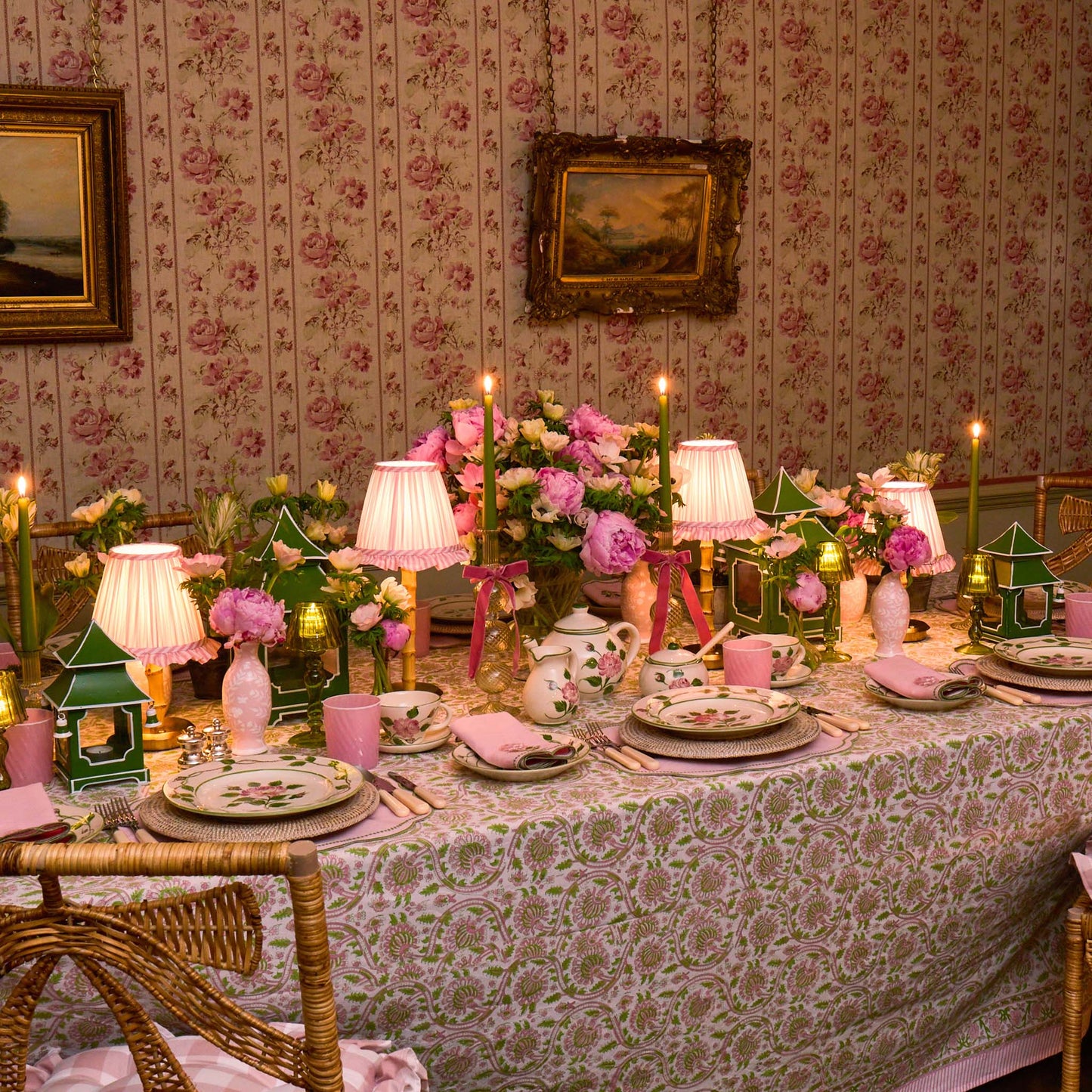 Pink & Green Agatha Tablecloth
