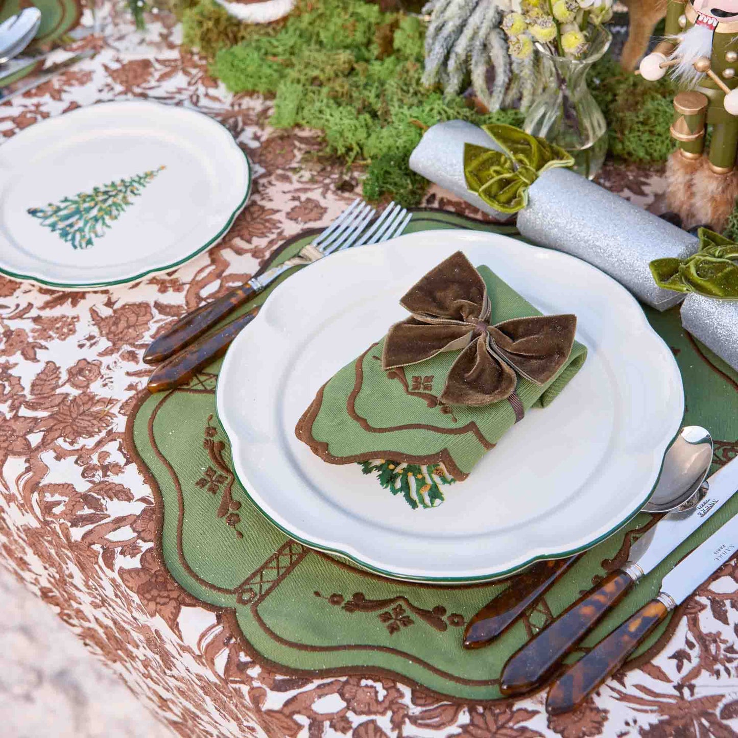 Chocolate Floral Pheasant Tablecloth