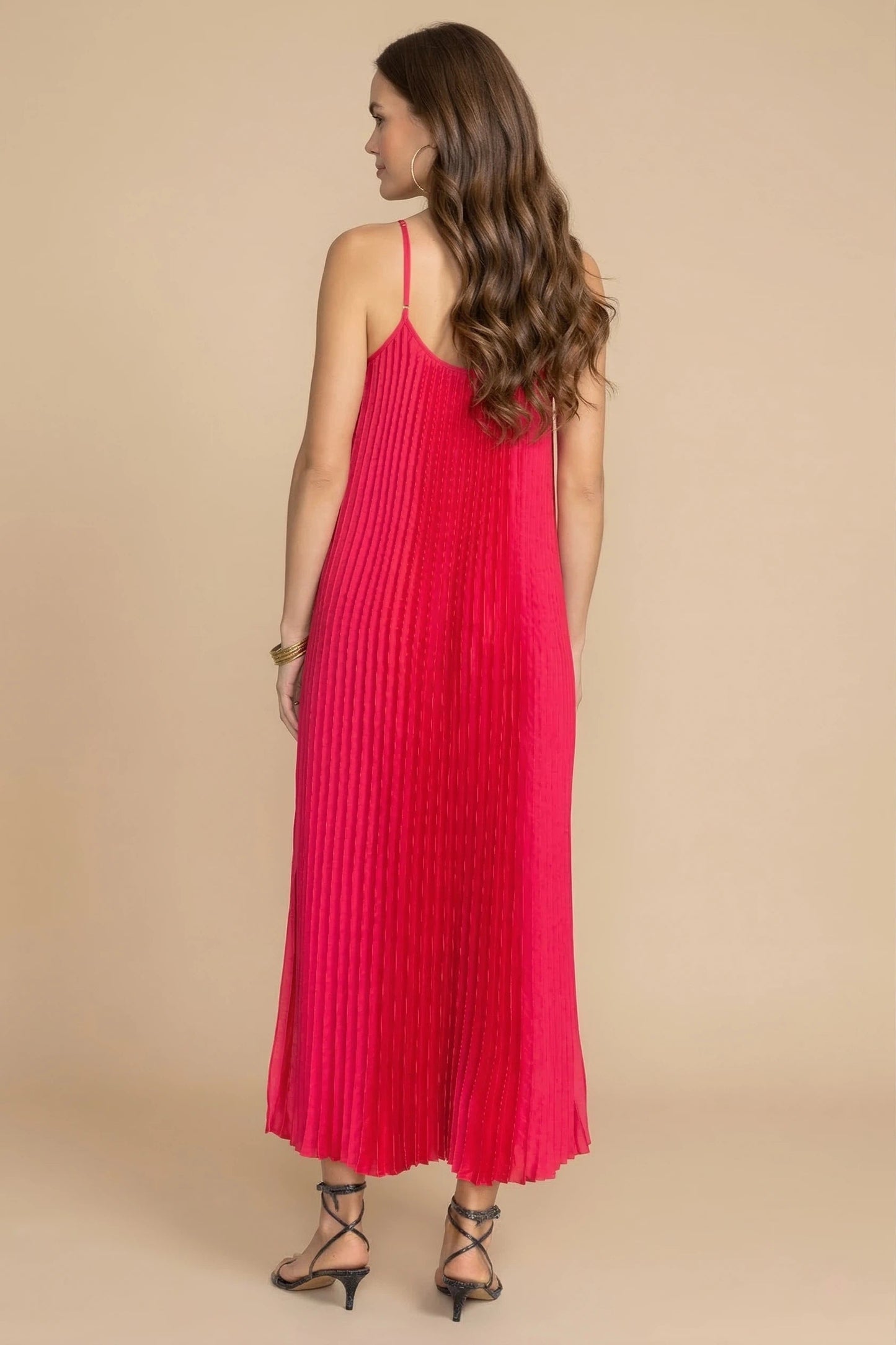 Johnny Was Jade Pink Tye Pleated Maxi Dress L38724