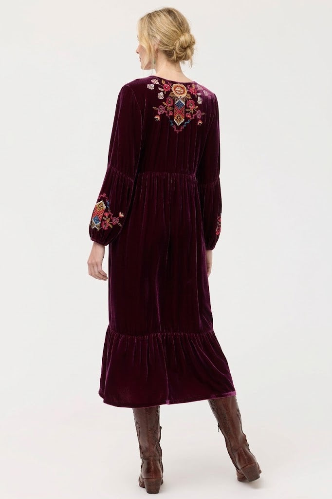 Johnny Was JWLA Anaya Velvet Bishop Sleeve Dress Petite J39625-9P
